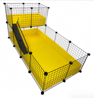 Grande cage pour cochon d'Inde 2x4 avec espace supérieur 2x1 - Design de luxe, plateau en plastique, fermeture à bouton
