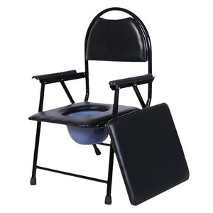 Portable <b>Folding</b> <b>Commode</b> Chair For Seniors Carbon Steel Adjustable Height Home Use - Product Image 3