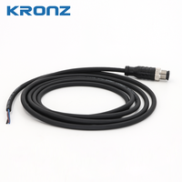 Connecteur mâle droit pré-assemblé KRONZ M12 à 5 broches, câble PVC non blindé de 3 m, IP67, moulé, résistant à l'huile, industriel, circulaire