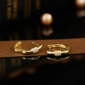 Grace Jewelry Beautiful Statement White Zirconium Gold Plated Fashion Jewelry Gold Hoop Earrings For Women