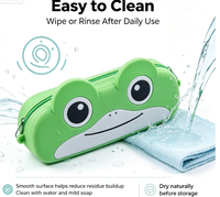 Trousse à crayons en silicone grenouille de dessin animé, facile à nettoyer, pochette souple en silicone pour enfants et étudiants, étui scolaire pour stylos