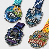Médailles de sport personnalisées en alliage de zinc 3D, coupe de football 2025, champion de volley-ball, badminton, tennis de table, médailles de récompense avec ruban imprimé