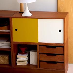 Armoire modulaire sur pied, armoire de rangement basse, style vintage, armoire de salon, bois de buis, 5 compartiments, utilisation adulte - Product Image 4