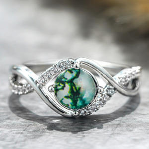 Anillo de Plata 925 A136 con Piedra Preciosa, Anillo de Compromiso Romántico para Mujer con Piedra Verde, Anillos de Moissanita - Product Image 5