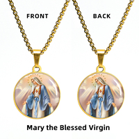 Collier pendentif catholique GIVELUCK Marie la Vierge, plaqué or 18 carats, style religieux