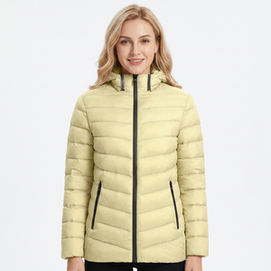 Unisex Hooded Puffer <b>Jacket</b> Winter Warm Quilted Padded Zip-Up Outdoor Coat Solid Color Polyester Regular Fit OEM puffer <b>jacket</b> - Product Image 6