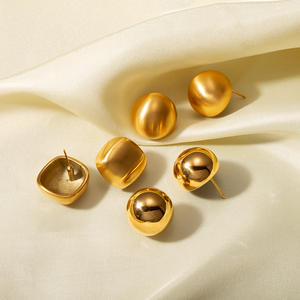 빈티지 INS 스타일 18k 골드 스테인레스 스틸 티타늄 스틸 매끄러운 표면 심플 스퀘어 브러시 귀걸이 - Product Image 3