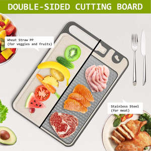 Planche à découper antibactérienne en maille double face en acier inoxydable 304 avec aiguiseur de couteau intégré - Product Image 2