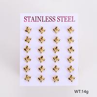 Set anting-anting kancing bunga catatan baja tahan karat anting-anting minimalis tidak beraturan halus grosir untuk wanita