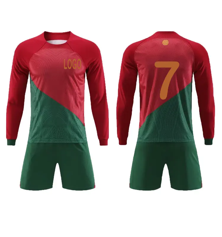 Kit de casa de jogador personalizado para a temporada nova, camisa de futebol de manga longa de qualidade da Tailândia