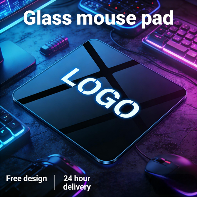 Tempered Glass Heated Cartoon Scratch Proof Gaming Mouse Pad Large Desk Mat Custom Sublimation Waterproof Glass Mouse Pad