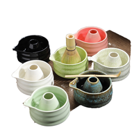 Supports à fouet à matcha japonais et bols, ensemble de 2 pièces, faits à la main, en porcelaine écologique, design classique, outils de cérémonie du matcha, accessoires de théière GF TM18