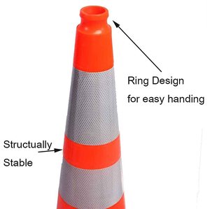 Cône de signalisation routière en PVC réfléchissant, pliable et robuste, de 45 cm, 75 cm, 28 pouces, 18 pouces, 30 pouces, vente en gros d'usine - Product Image 3