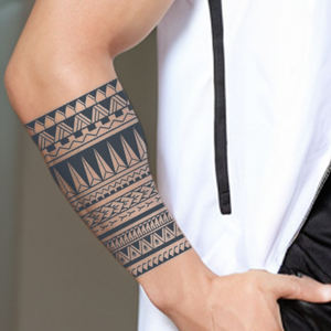 Motif Rune géométrique Tatouage temporaire Tatouage semi-permanent Imperméable à l'eau pour 2 semaines Tatouage à base de plantes réaliste pour bras et corps - Product Image 4