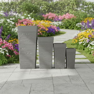 Vasi per Fiori Alti e Quadrati in Fibra di Argilla, Minimalisti, Fatti a <span class=keywords><strong>Mano</strong></span>, Biodegradabili, con Foro di Drenaggio, Ecologici, per Uso a Terra in Casa e <span class=keywords><strong>Giardino</strong></span> - Product Image 1