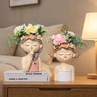 Pot de fleurs décoratif Roogo éco-responsable pour bonsaï, motif visage de fée, taille moyenne, vente en gros, pour la maison et le jardin