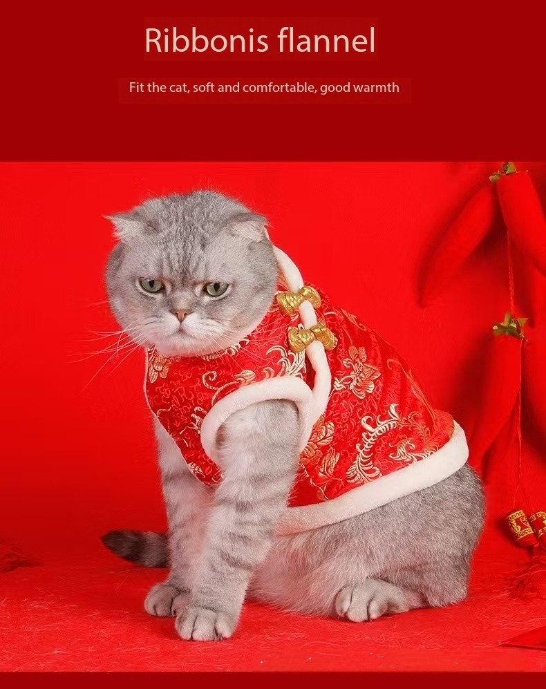 cat formal dress New Year Clothes Dog Coat Chinese Style Tang Retro Red Pet Holiday Dress Festival Red Dress Supplies in Stocek thanksgiving girls