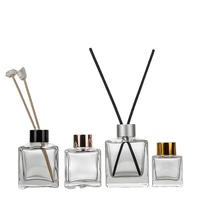 Bouteille vide carrée pour huile aromatique avec bâtonnets diffuseurs, désodorisant, parfum, flacon diffuseur en verre 50ml 100ml 200ml