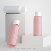 Bouteille de lotion rechargeable en PET de 50 ml avec logo personnalisé imprimé, bouchon rotatif ordinaire, bouchon intérieur, emballage cosmétique de voyage