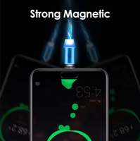 Câble de charge magnétique USB lumineux LED 3 en 1, multifonction, coloré, en cuivre pur, blindé, nouvelle génération, charge rapide, 1 m
