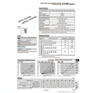 SMC Pneumatics Cylindre sans tige CY3R20-290 Pièces pneumatiques - Product Image 1