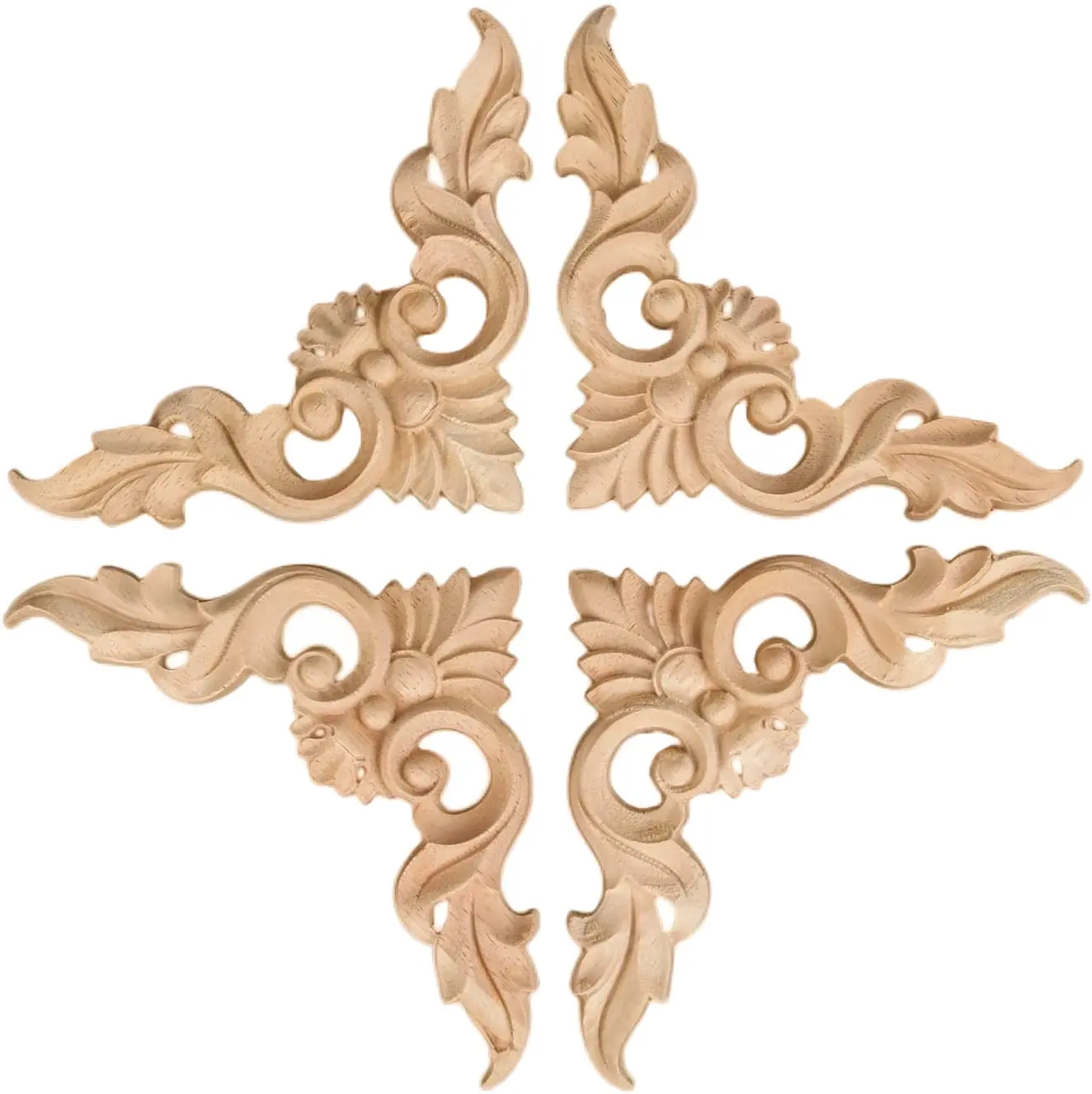 2023 Solid Wood Carved Applique Unpainted Onlay Frame Door Wall Decor For Furniture Home Decoration