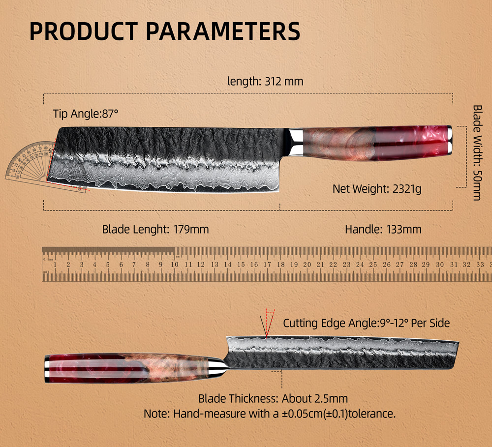 Nakiri rosso da 7 pollici