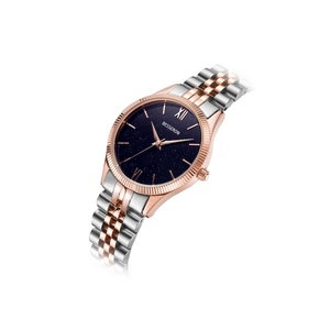 Montre-bracelet pour femme avec cadran personnalisé, bracelet en or rose de 32 mm, diamants, mouvement à quartz japonais, bracelet interchangeable - Product Image 2