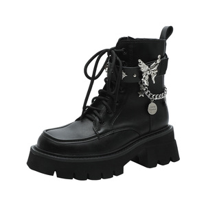 <strong>Women's</strong> Western Lace-Up Ankle <strong>Boots</strong> Square Toe Cow <strong>Leather</strong> Upper <strong>Genuine</strong> <strong>Leather</strong> Lining Chunky Heel Anti-Slip Rubber Outsole - Product Image 5