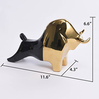 Ornements créatifs, puzzle en céramique de bureau, statue géométrique de taureau, figurine d'animal pour la décoration de la maison