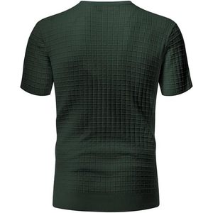 2025 camisetas de músculo de algodón con patrón sólido para hombre Waffle Slim Fit cuello redondo manga corta suéter de punto camisetas 260g tela comprimida - Product Image 2