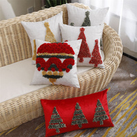Housse de coussin tuftée bohème de Noël 45x45cm, taie d'oreiller décorative avec fermeture éclair pour la décoration de Noël à la maison ou à l'hôtel