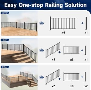 Sistema de Barandillas de Aluminio para Terraza de Piscina de Villa |   Kit de Bricolaje Sin Soldadura |   Proveedor de Tamaños Personalizados OEM - Product Image 3