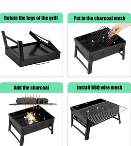 Lò nướng BBQ di động ngoài trời bằng thép không gỉ, gấp gọn dễ sử dụng, thích hợp cho cắm trại, dã ngoại, sử dụng than để tạo hương vị đích thực - Product Image 3