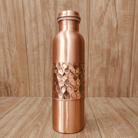 Bouteille d'eau en cuivre avec motif hexagonal, design traditionnel, vaisselle de voyage portable