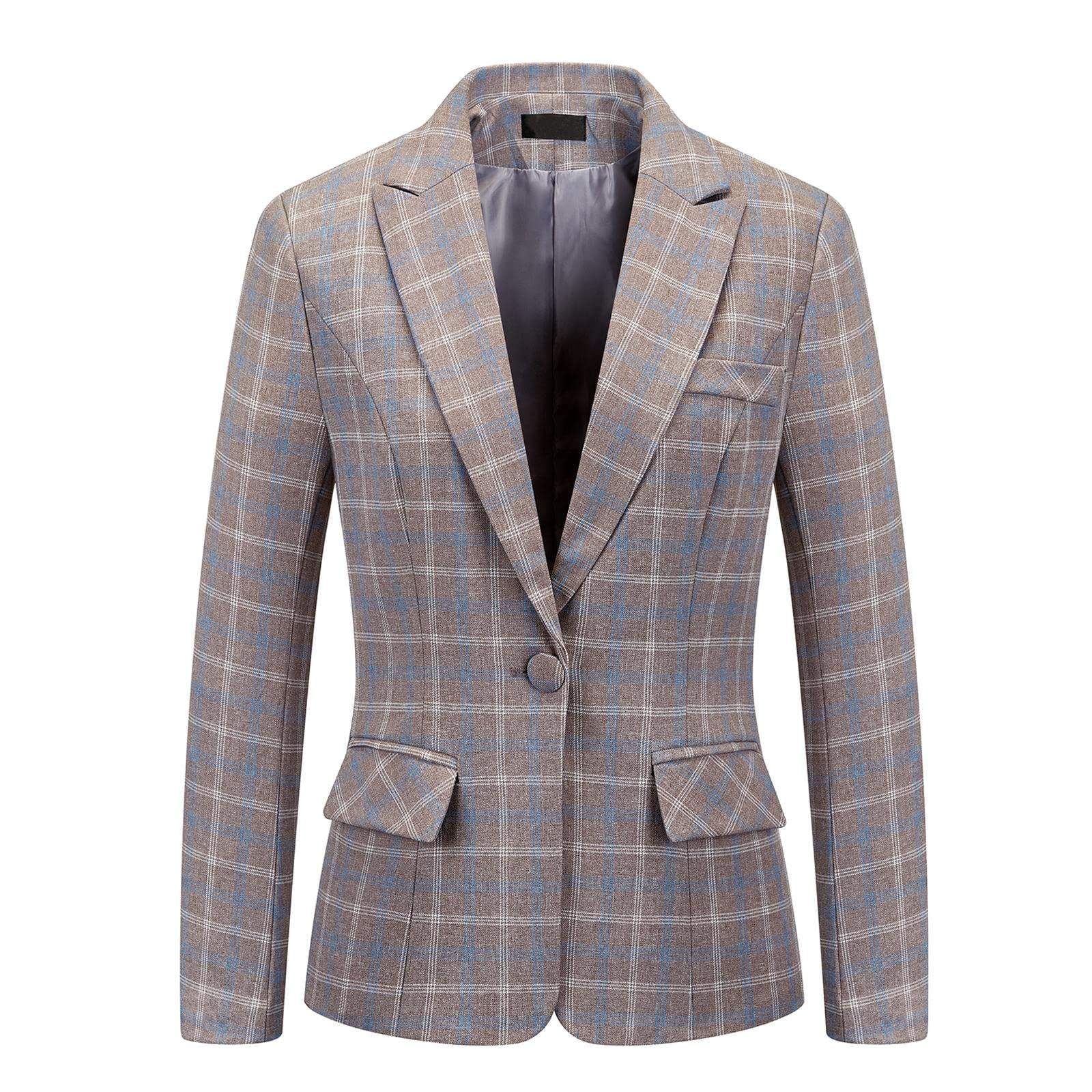 Women's Suits Blazer With Extraordinary Temperament Custom Khaki Check  Woman Clothing 2023 Individualized Design Full Printing