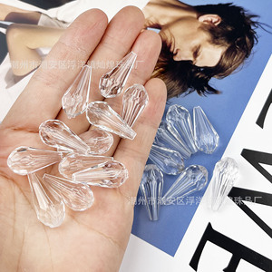 Perle en acrylique en forme de goutte d'eau 12x24mm à facettes multiples avec trou droit pour la fabrication de bijoux - Product Image 4