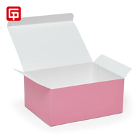 Boîte en carton de boulangerie moderne rose mat stratification pliante pour grignoter beignet pâtisserie emballage alimentaire finition brillante