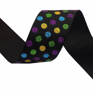 Nastro in Grosgrain Glitterato con Pois Scintillanti per Halloween, 3,8 cm x 10 Iarde, per Confezioni Regalo e Decorazioni per Feste - Product Image 6