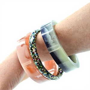 Fashionable Handcrafted Resin Bangle <b>Stack</b> Featuring Enamel Prints and Animal Motifs Compliments Every Trendy Outfit - Product Image 1