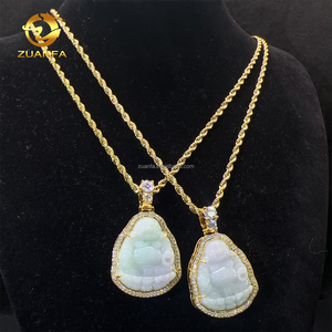 Nuovi Arrivi: Gioielli alla Moda in Stock, Ciondolo Hip Hop in <span class=keywords><strong>Argento</strong></span> Sterling S925 con Buddha in Giada e Diamante Moissanite VVS1 - Product Image 1