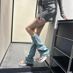 Botas de Plataforma Altas hasta el Muslo con Correa en el Dedo y Cremallera Lateral Azules para Mujer 2026 - Estilo Elegante y Estilizador para Calle - Product Image 2