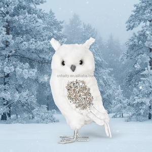 Vente en gros de créations créatives en mousse floquée en forme de hibou pour la décoration de la maison et des vitrines, pour les décorations de Noël et les mariages - Product Image 2