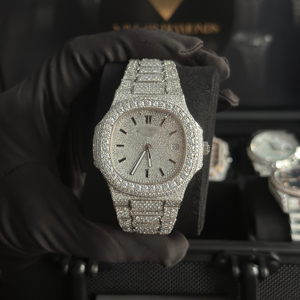 Reloj de Pulsera para Hombre, Diseño Hip Hop, Esfera Grande, Acero Inoxidable, Completamente Cubierto de Diamantes Moissanite D VVS, Personalizable, Gran Venta - Product Image 1