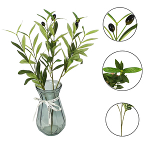 Branches d'<span class=keywords><strong>olivier</strong></span> artificielles en plastique en <span class=keywords><strong>pot</strong></span>, avec feuilles vertes et <span class=keywords><strong>tige</strong></span> de 45 cm, durables, vente en gros - Product Image 2