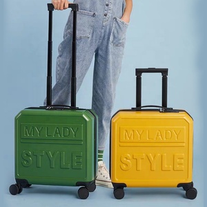 18 inch colorful custom engraved words printing anti-scratch matte finish luggage traveling trolley bag cabin size suitcases