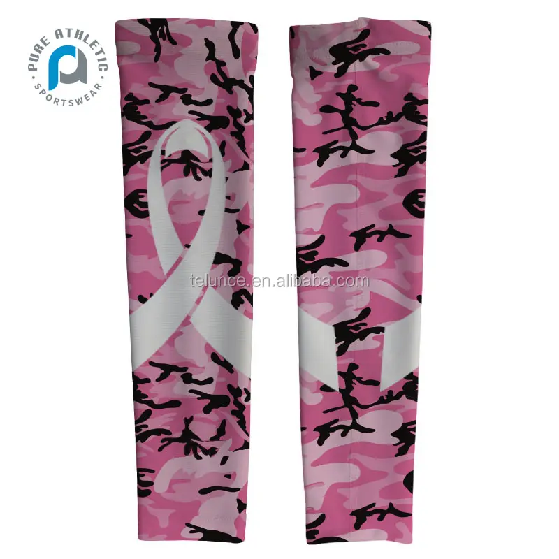 PURE Custom logo pink ribbon ciclismo baseball sport manicotti a compressione per la copertura del braccio da basket con protezione uv giovanile