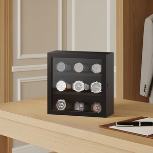 Scatola Porta Orologi <span class=keywords><strong>di</strong></span> Lusso Personalizzata in <span class=keywords><strong>Legno</strong></span> con Fronte in Acrilico e Fodera Morbida, Regalo per <span class=keywords><strong>Uomo</strong></span>, Espositore da Parete - Product Image 2