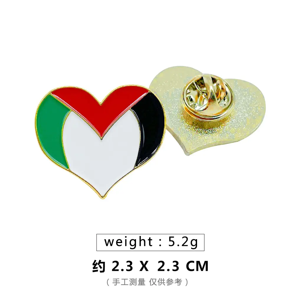 Vente chaude personnalisée nouvelle conception drapeau palestinien sans alliage de zinc broche en émail souple pour cadeau