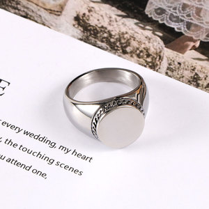 Modern <b>Titanium</b> Steel <b>Ring</b> Round Bezel Setting Unisex Fashion Jewelry SA938 - Product Image 4
